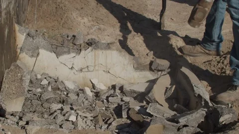 Construction worker breaking concrete Stock-Footage 255856631