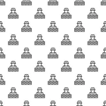 Construction worker bricklayer builder pattern background design Stock Illustration