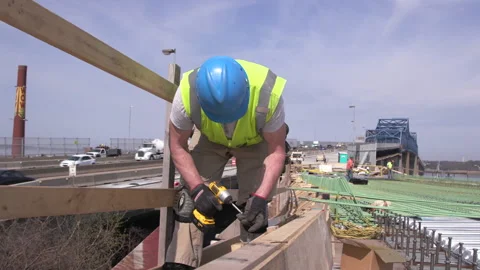 Construction worker on bridge Stock Footage 239360320