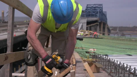 Construction worker on bridge Stock Footage 239360325