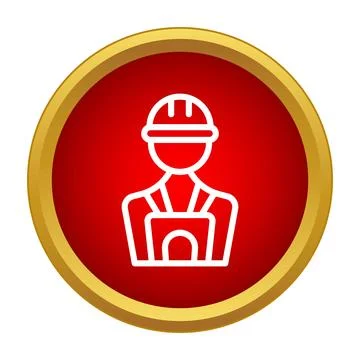Construction worker builder icon safety hard hat Stock Illustration