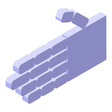 Construction worker building a brick wall isometric icon Ilustración de archivo