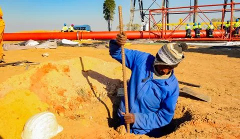 Construction worker on a building site Fotos Stock