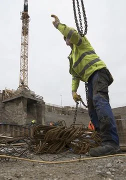 Construction worker at a building site Stock Photos