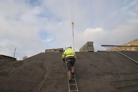 Construction worker at a building site Foto stock