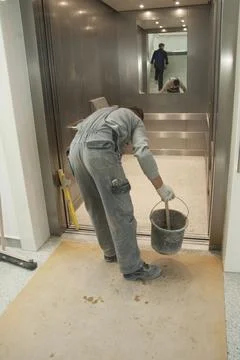 Construction worker at a building site Stock Photos