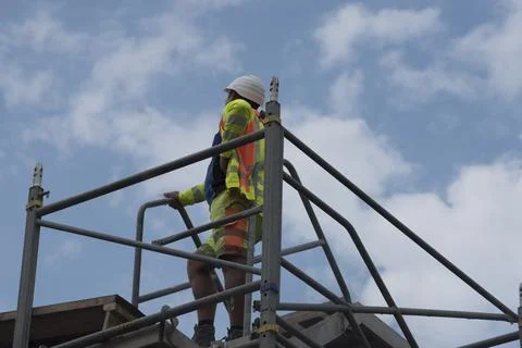 Construction worker at a building site Stock Photos
