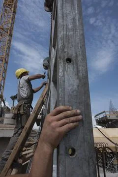 Construction worker at a building site Stock Photos