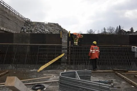 Construction worker at a building site Stock Photos
