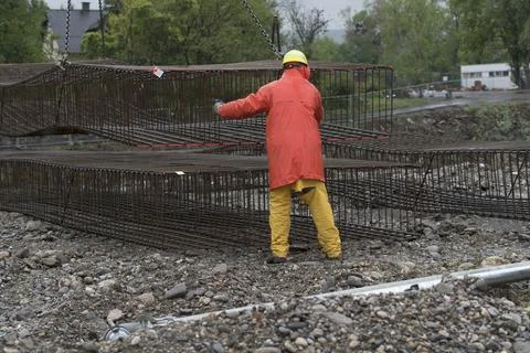 Construction worker at a building site Stock Photos