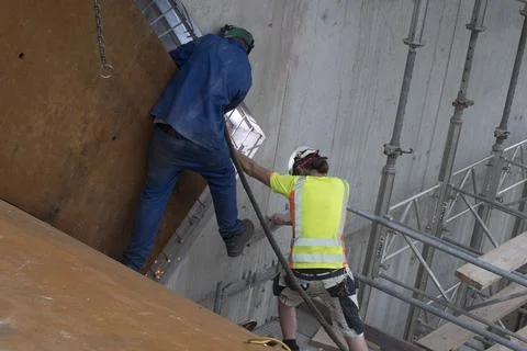 Construction worker at a building site Stock Photos