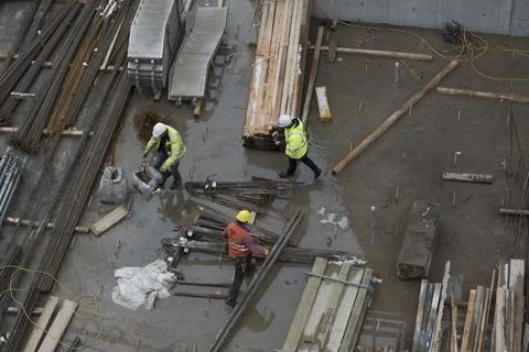 Construction worker at a building site Stock Photos