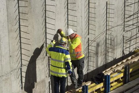 Construction worker at a building site Stock Photos