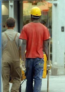 Construction worker at a building site Foto stock