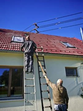 Construction worker at a building site Stock Photos