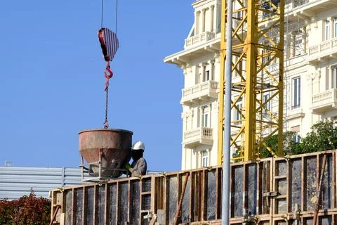 Construction worker on a building site. Stock Photos