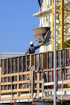 Construction worker on a building site. Stock Photos
