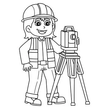 Construction Worker Building Surveyor Isolated Ilustración de archivo