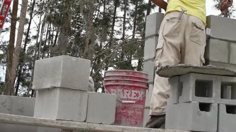 Construction Worker Builds a Masonry Wall 動画素材 21111192