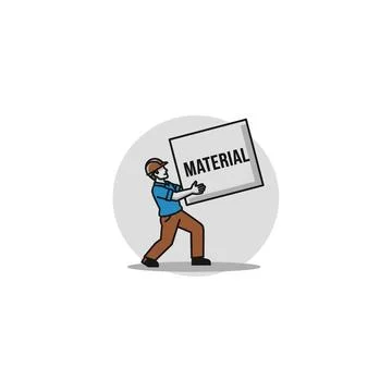 Construction worker carrying material board flat illustration Stock Illustration