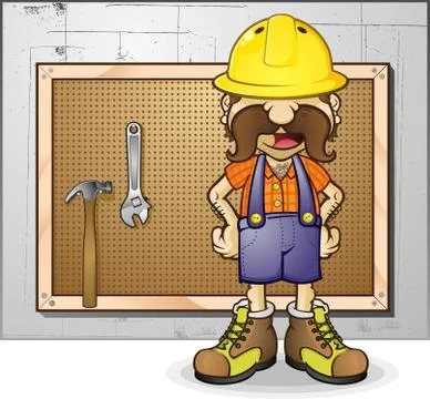 Construction Worker Cartoon Character Stock Illustration