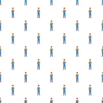 Construction worker cartoon pattern holding blueprint Illustrazione stock