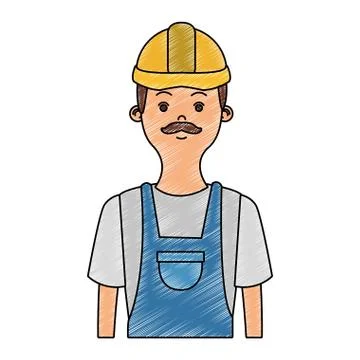 Construction worker cartoon scribble Stock Illustration