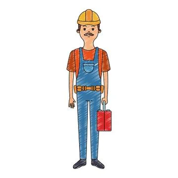 Construction worker cartoon scribble Ilustración de archivo