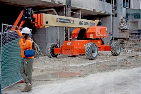 Construction Worker on Cell Phone Stock Photos