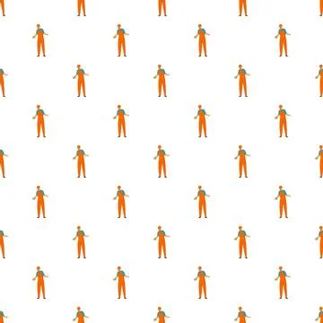 Construction worker character repeating seamless patern Illustrazione stock