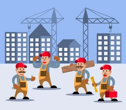 Construction Worker Character Set Stock Illustration