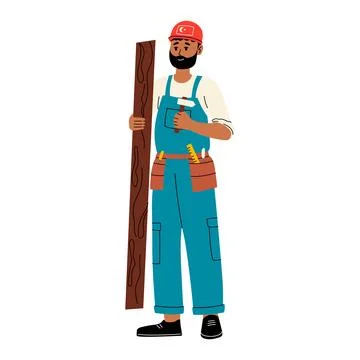 Construction worker character in uniform. Isolated vector illustration Stock Illustration