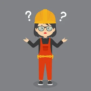 Construction Worker Confused with Question Mark Stock Illustration