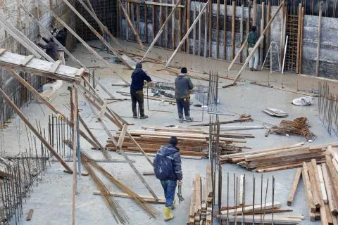 Construction worker on construction Foto stock