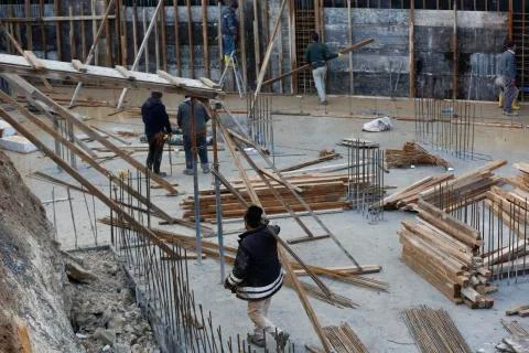 Construction worker on construction 写真素材