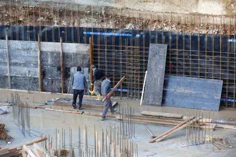Construction worker on construction Foto stock