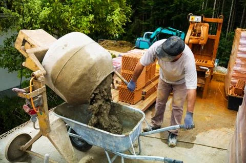 Construction worker on a construction site Stock Photos