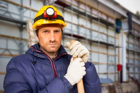 A construction worker at a construction site Stock Photos