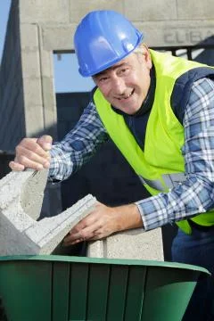 Construction worker at construction site Stock Photos
