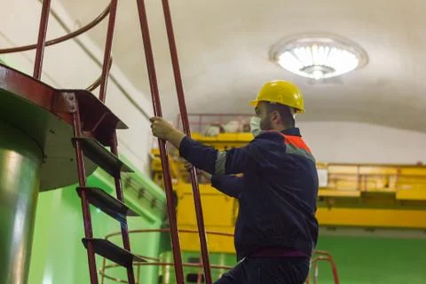 Construction worker on construction site Stockfoto's