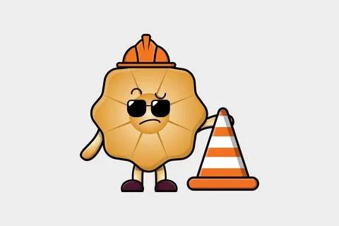 Construction worker Cookies cute character mascot Illustrazione stock