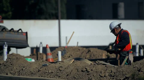 Construction worker at development site 스톡 동영상 34081858