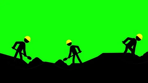Construction worker digging in ground on green screen 2D animation (Chroma key) Stock Footage 304717636