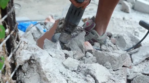 Construction worker drilling wall Stock Footage 54803398