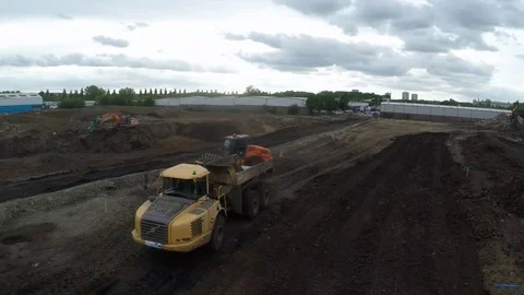 Construction Worker Driving Excavation Equipment Dumper Truck Stock Footage 84724348