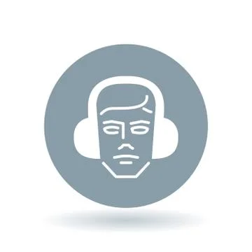 Construction worker with ear muffs icon Stock Illustration