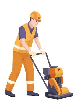 A Construction Worker Effectively Using a Compactor Machine on Site Illustrazione stock