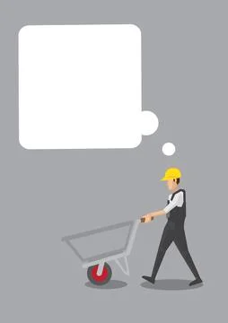 Construction worker with a empty thinking bubble. Vector illustration. Stock Illustration