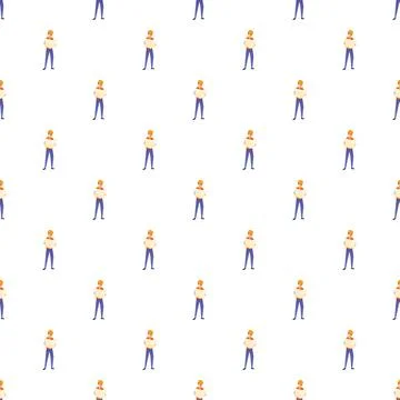 Construction worker engineer cartoon pattern seamless background Illustrazione stock