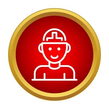Construction worker engineer wearing hard hat icon Stock Illustration